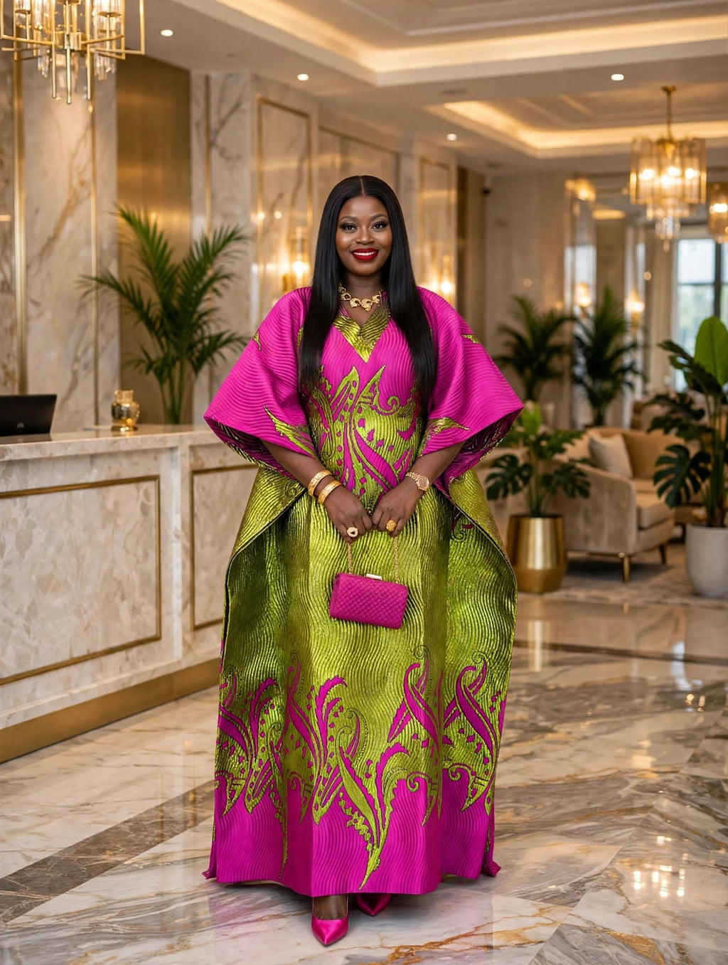 Luxury Brocade Kaftan with Matching Scarf NOT STYLED - LB001