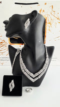 Luxury Cubic Zirconia Bridal 4pcs Jewelry Set - Necklace, Earrings & Ring