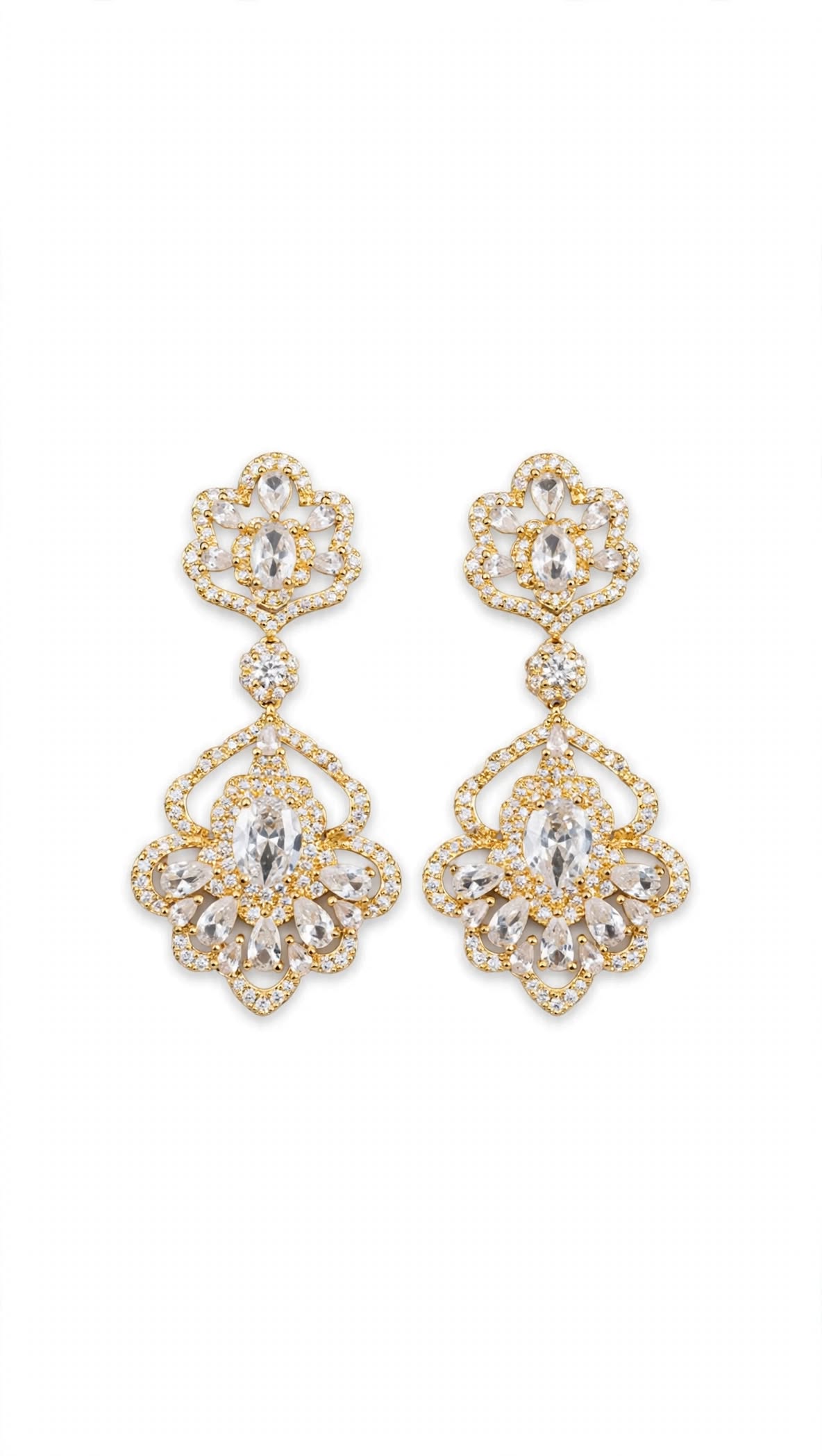 Royal Bloom Gold-Tone Chandelier Earrings