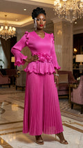 2pcs Pleated Ruffle Peplum and Maxi Pant - MAX01