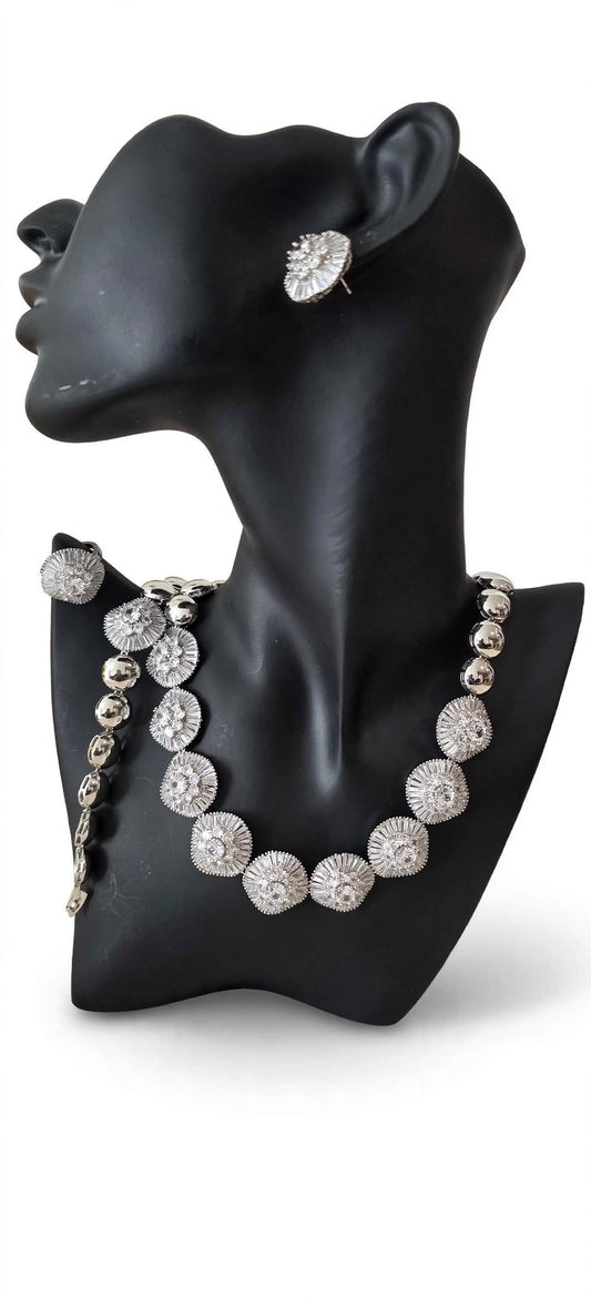 Radiant Sunburst Silver Jewelry Set