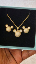 Mickey Pavé CZ 2pcs Jewelry Set - Gold