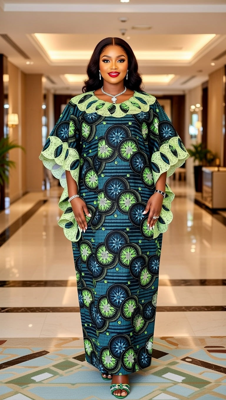 Ankara Boubou Dress has a free scarf