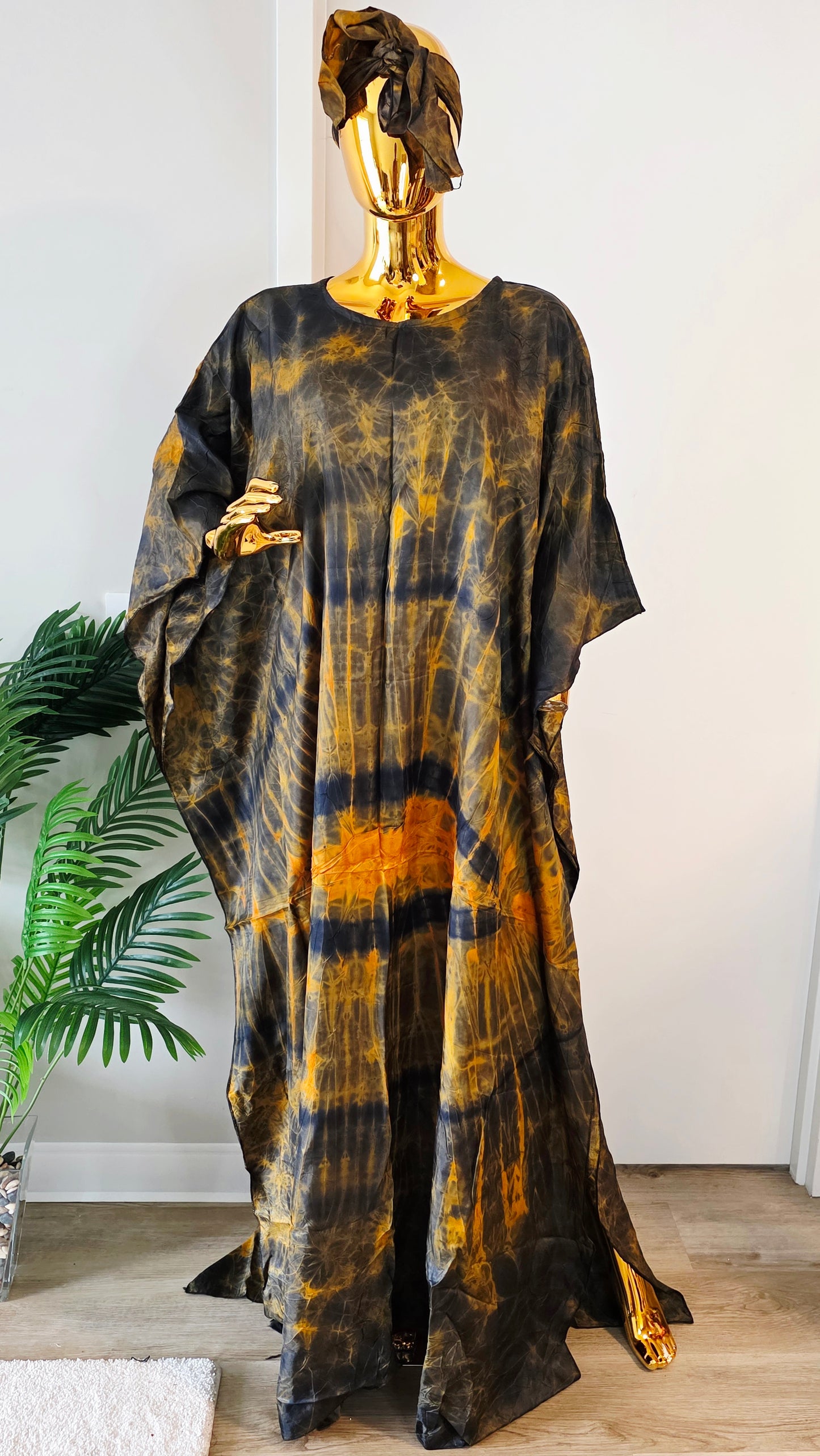 Adire Silk Kaftan