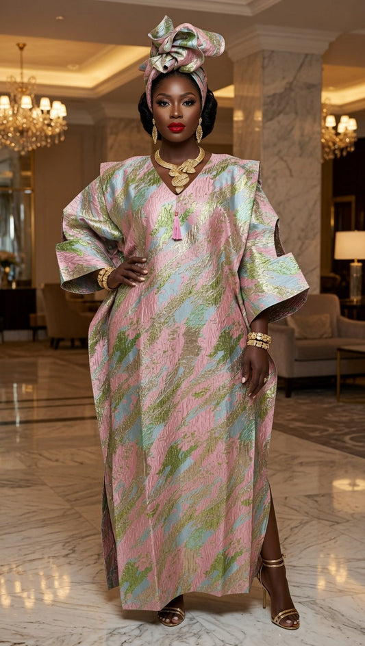 Luxury Brocade Kaftan with Matching Scarf NOT STYLED - LB005