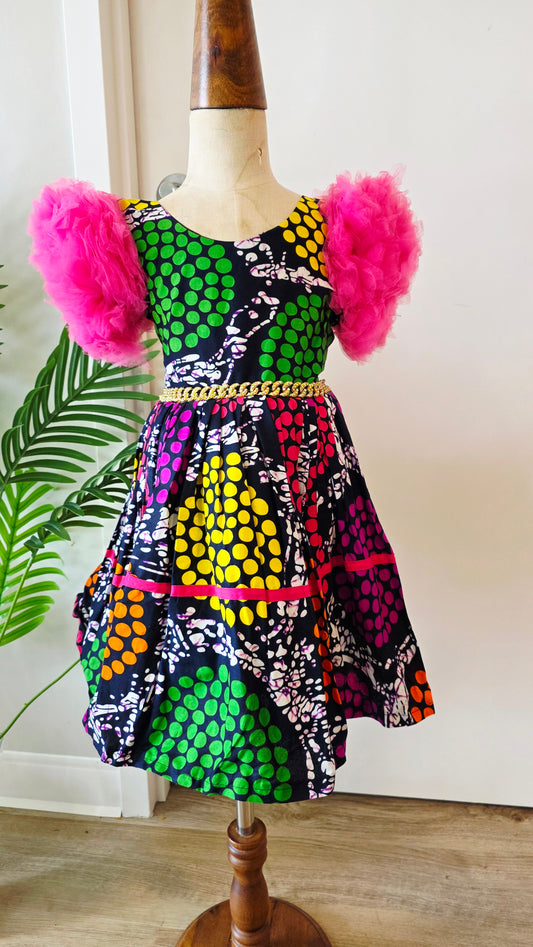 African Ankara Print Girls' Dress Age 1-2