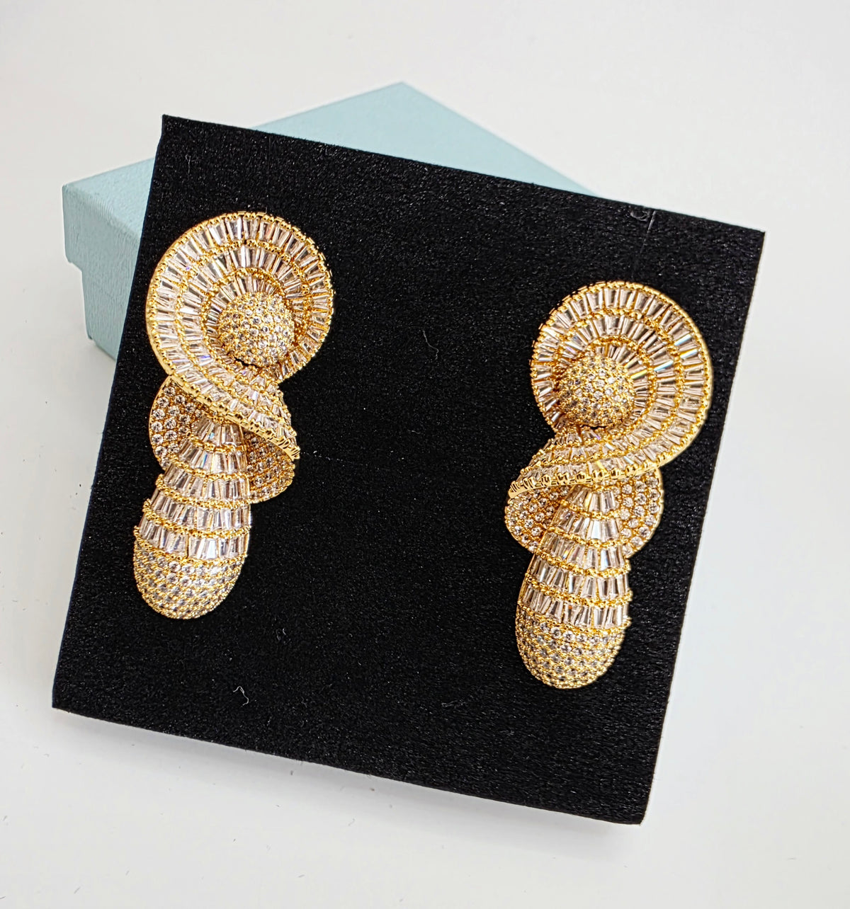 Spiral Cascade Baguette Luxury CZ Drop Earrings