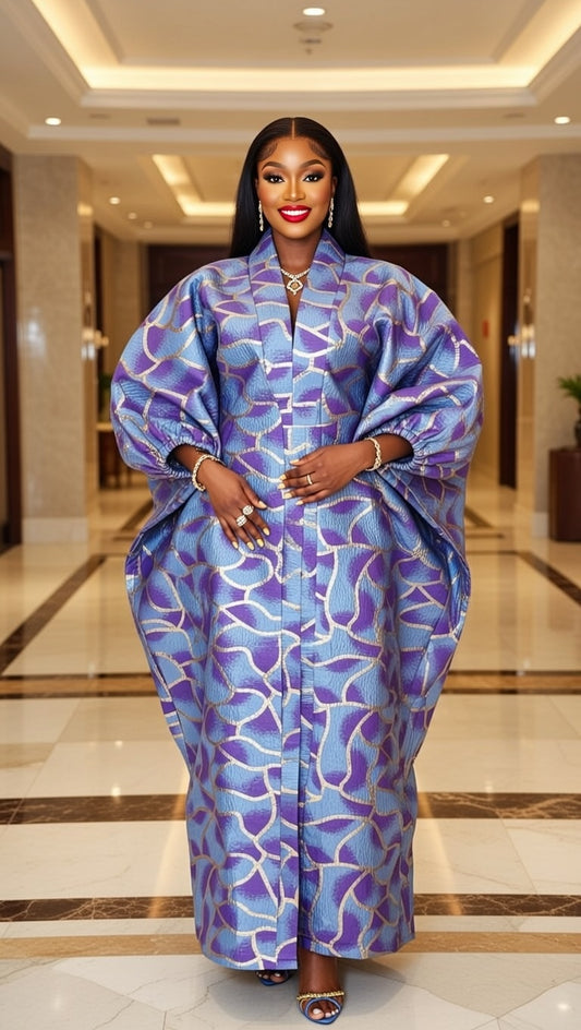 Regal Purple African Brocade Boubou Dress