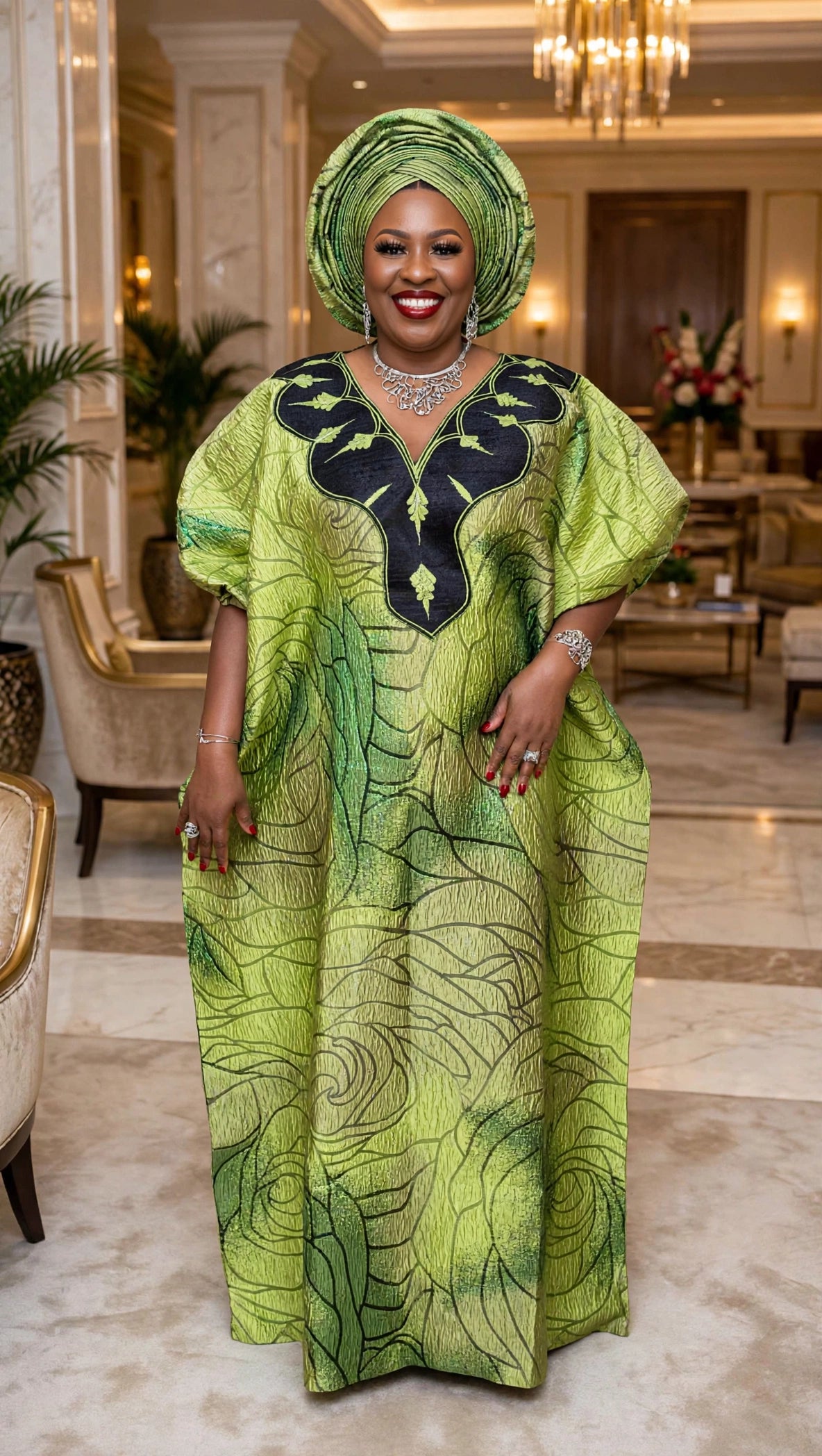 Luxury Brocade Kaftan with Matching Scarf NOT STYLED - LB004