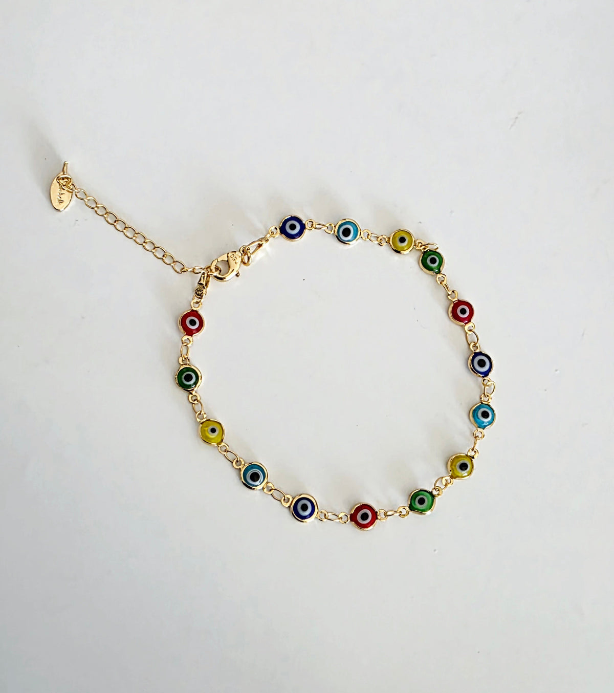 Gold Multicolour Evil Eye Charm Anklet