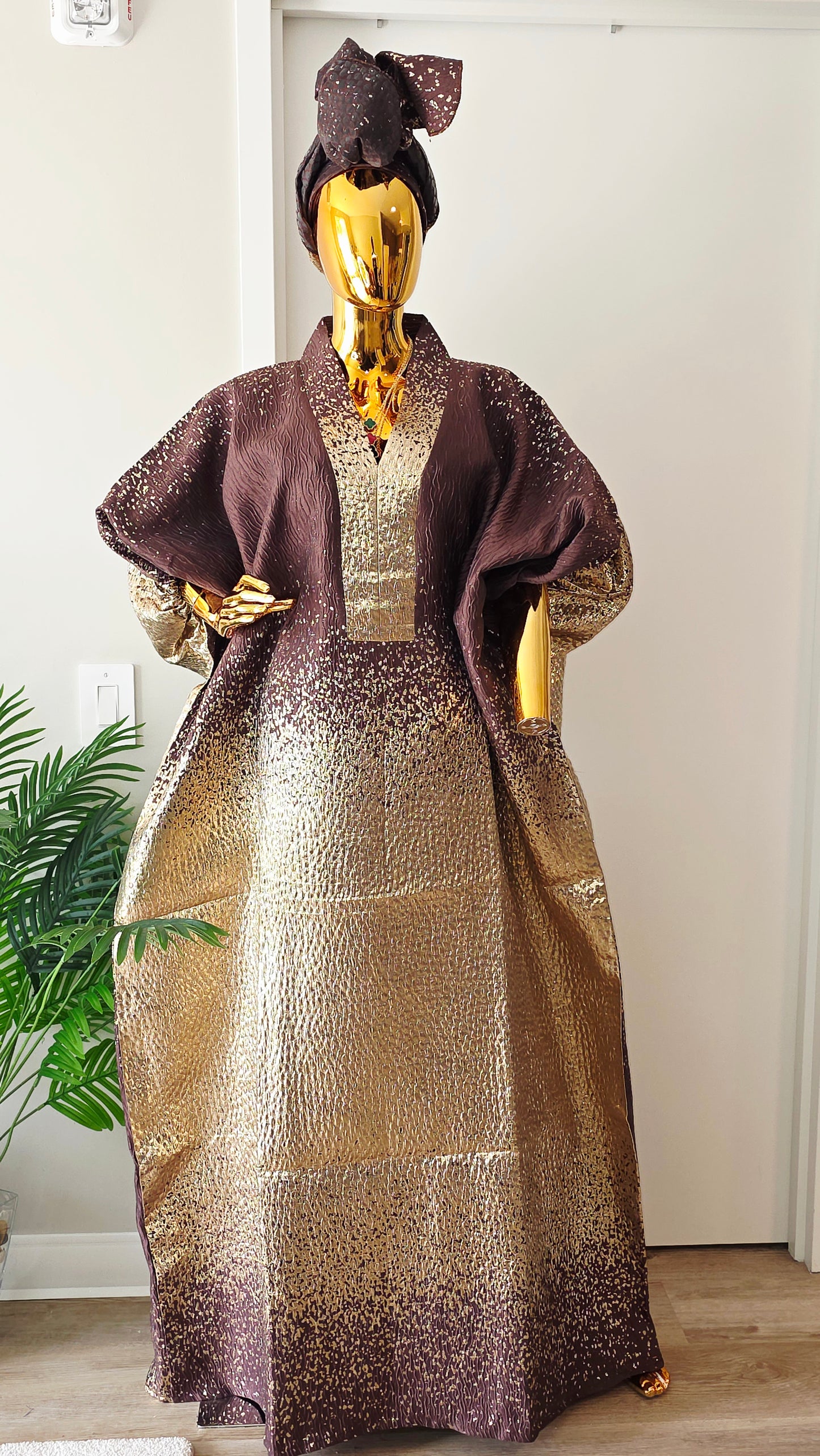 Luxurious Ombre Boubou with Matching Gele - Complete Set
