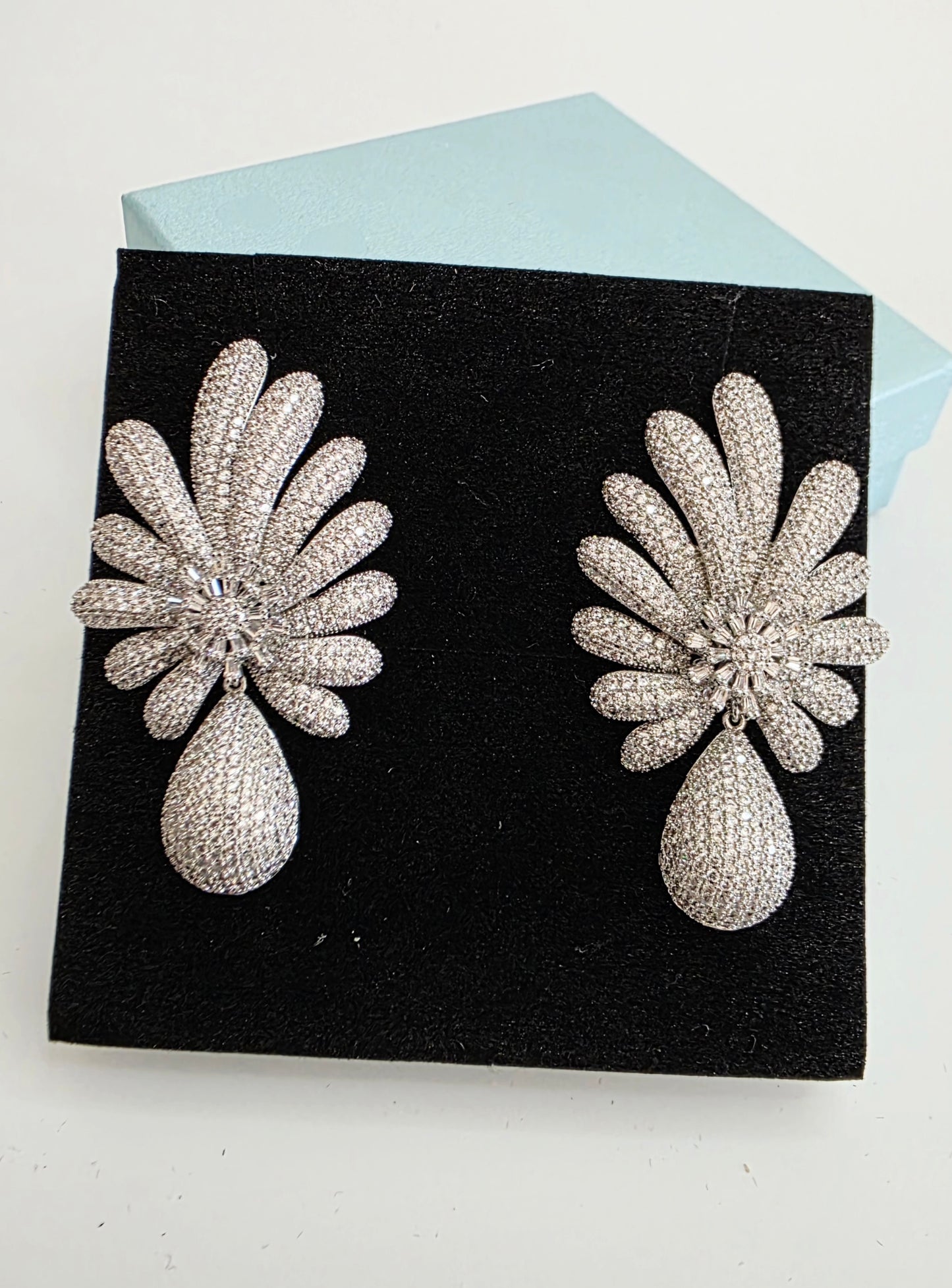 Petal Fan CZ Teardrop Earrings