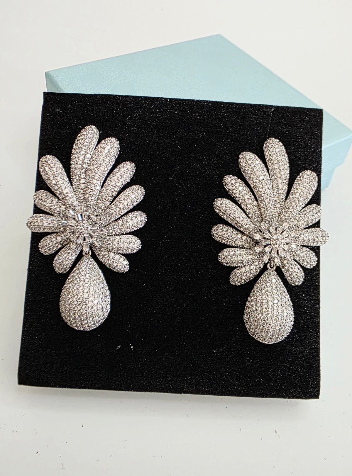 Petal Fan CZ Teardrop Earrings