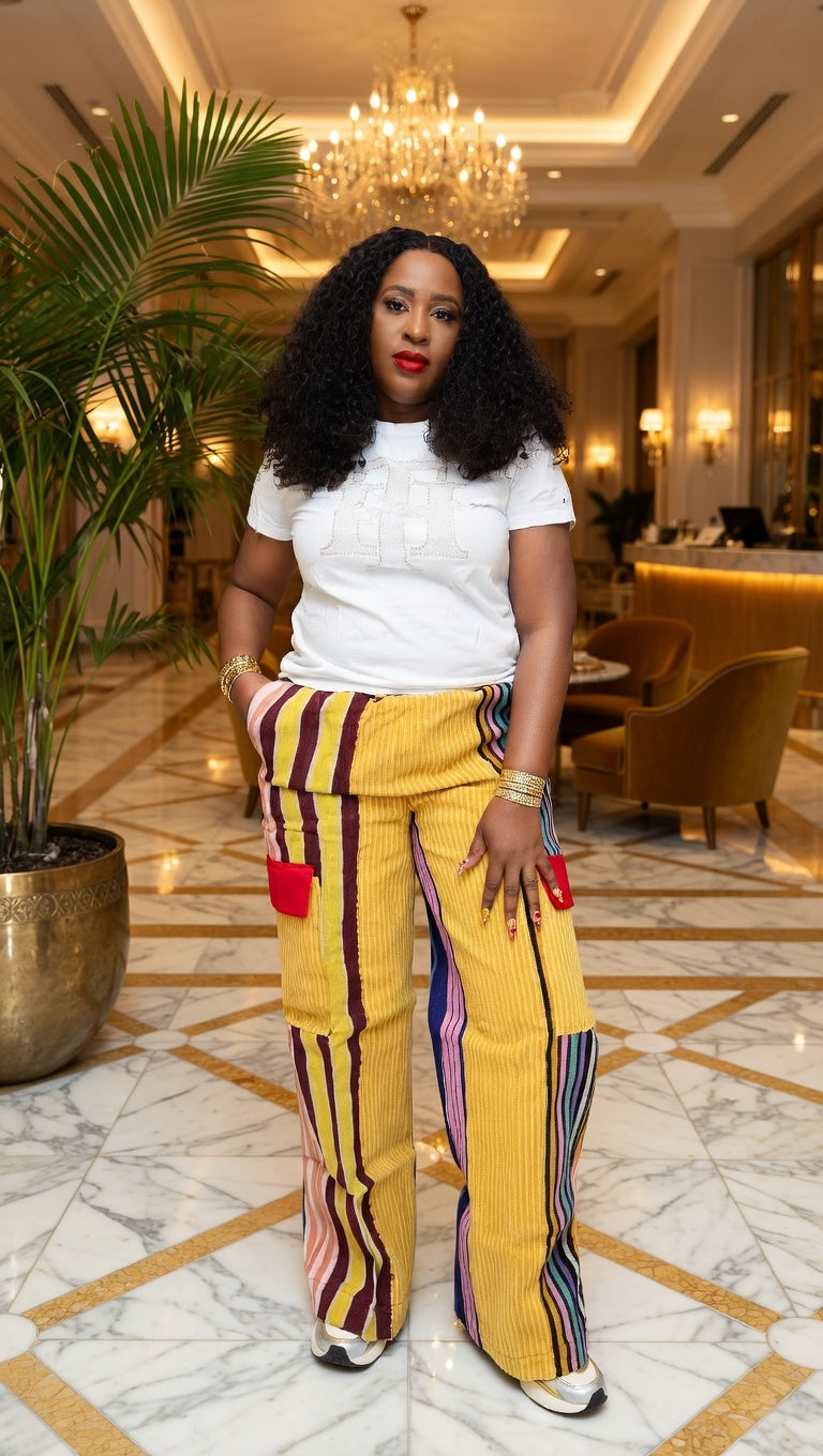 Aso Oke Wide-Leg Cargo Pant