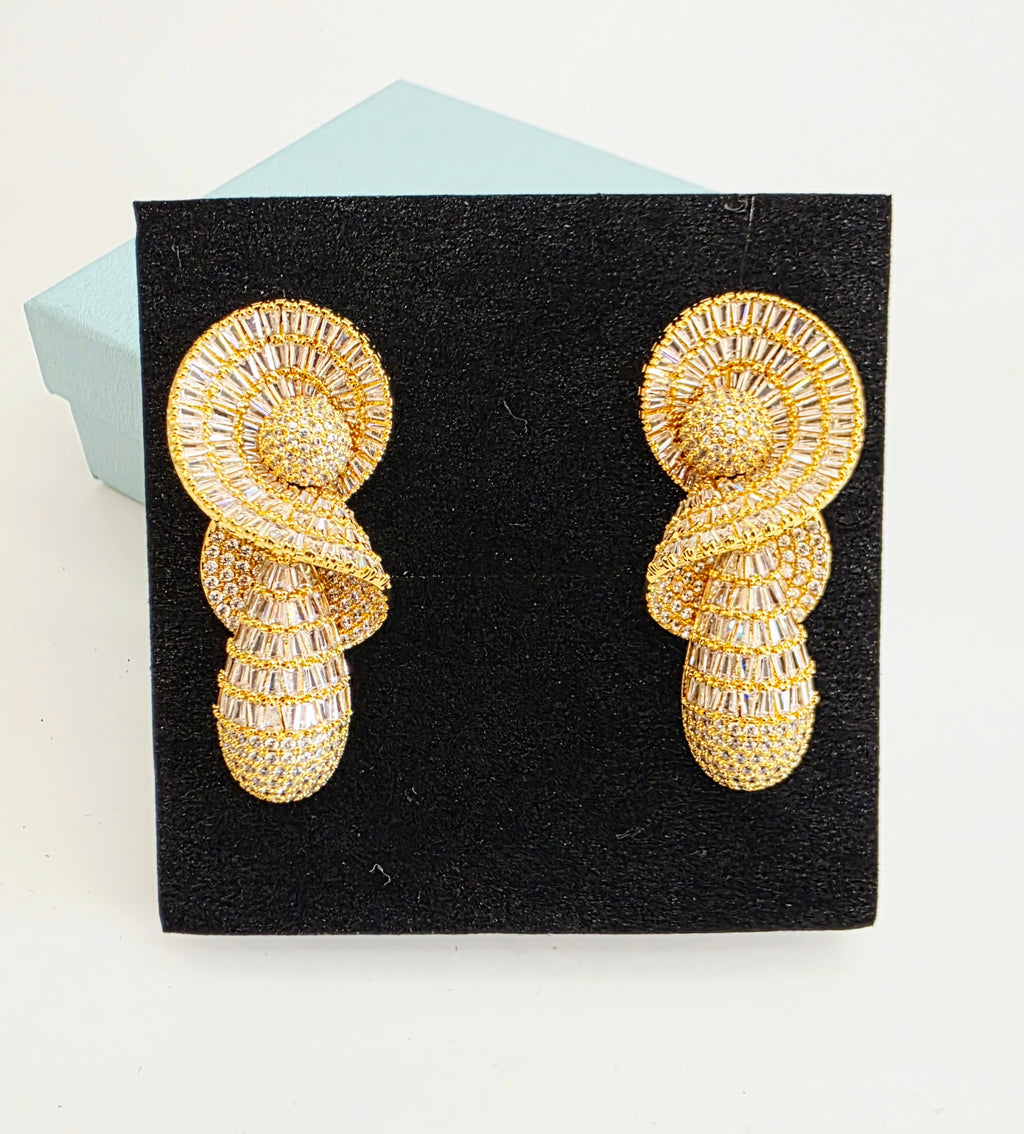 Spiral Cascade Baguette Luxury CZ Drop Earrings