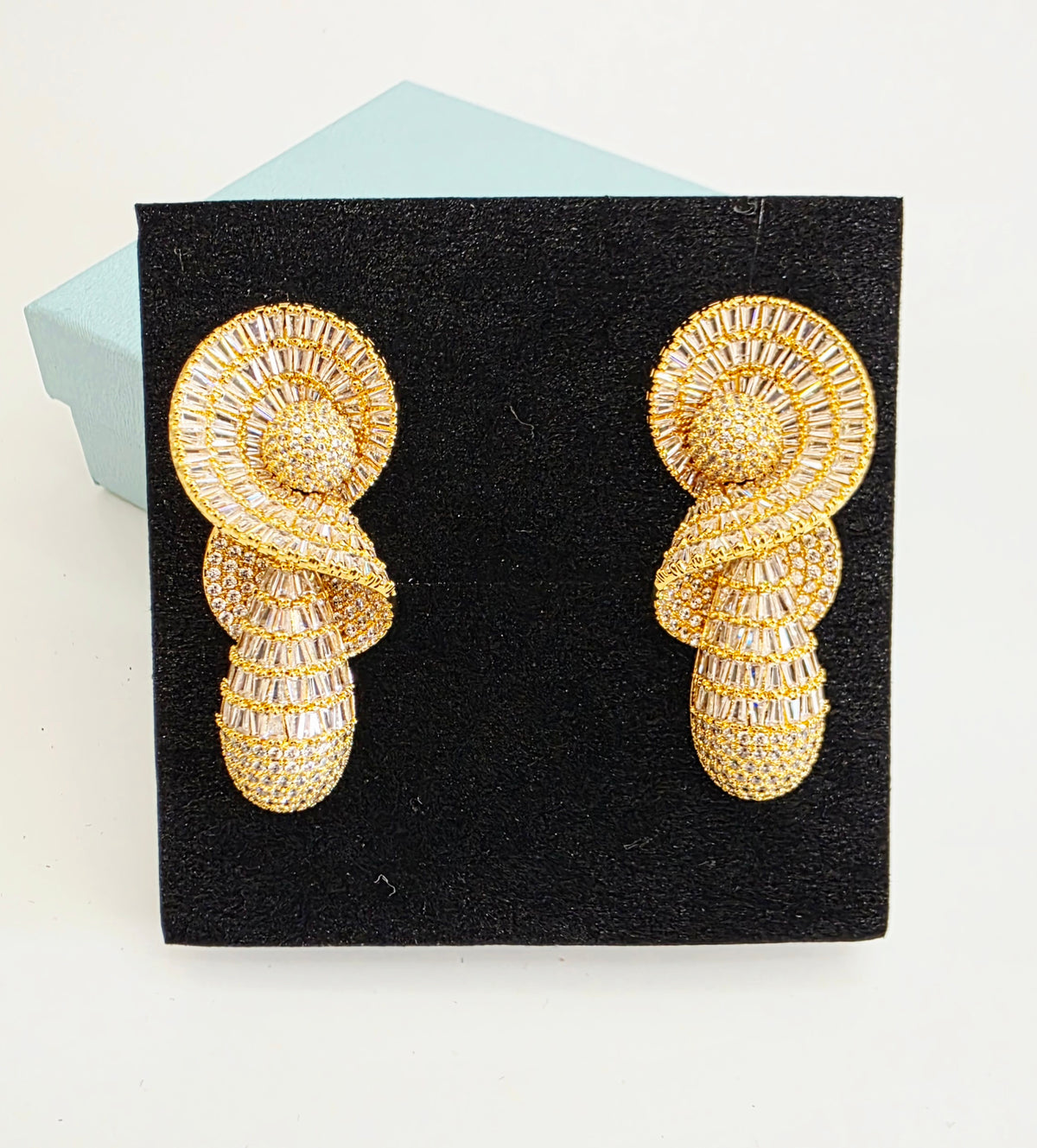 Spiral Cascade Baguette Luxury CZ Drop Earrings