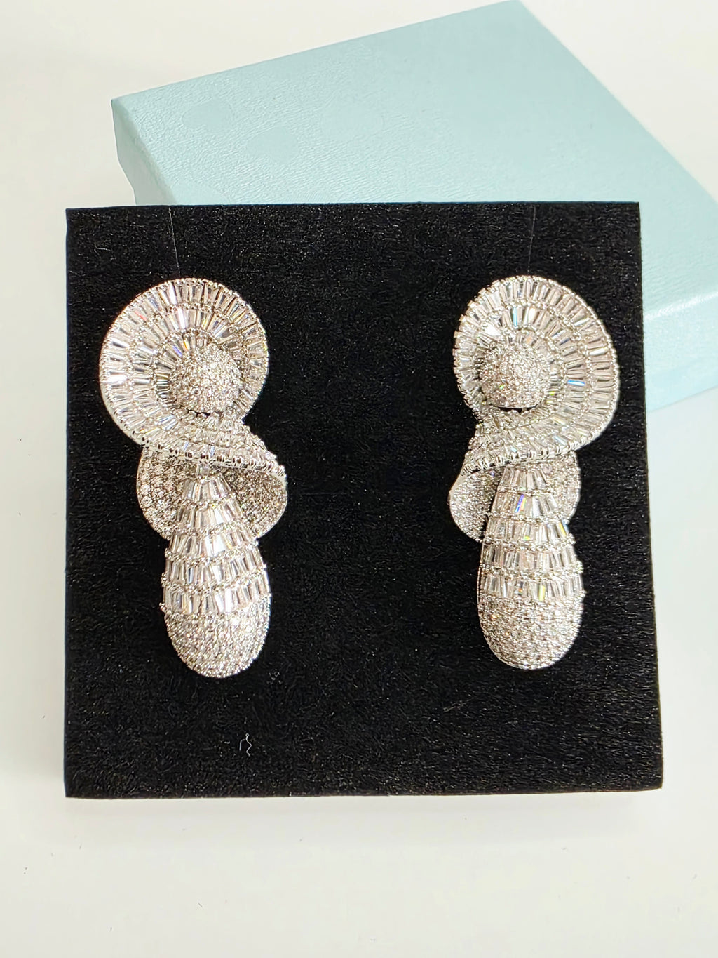 Spiral Cascade Baguette Luxury CZ Drop Earrings