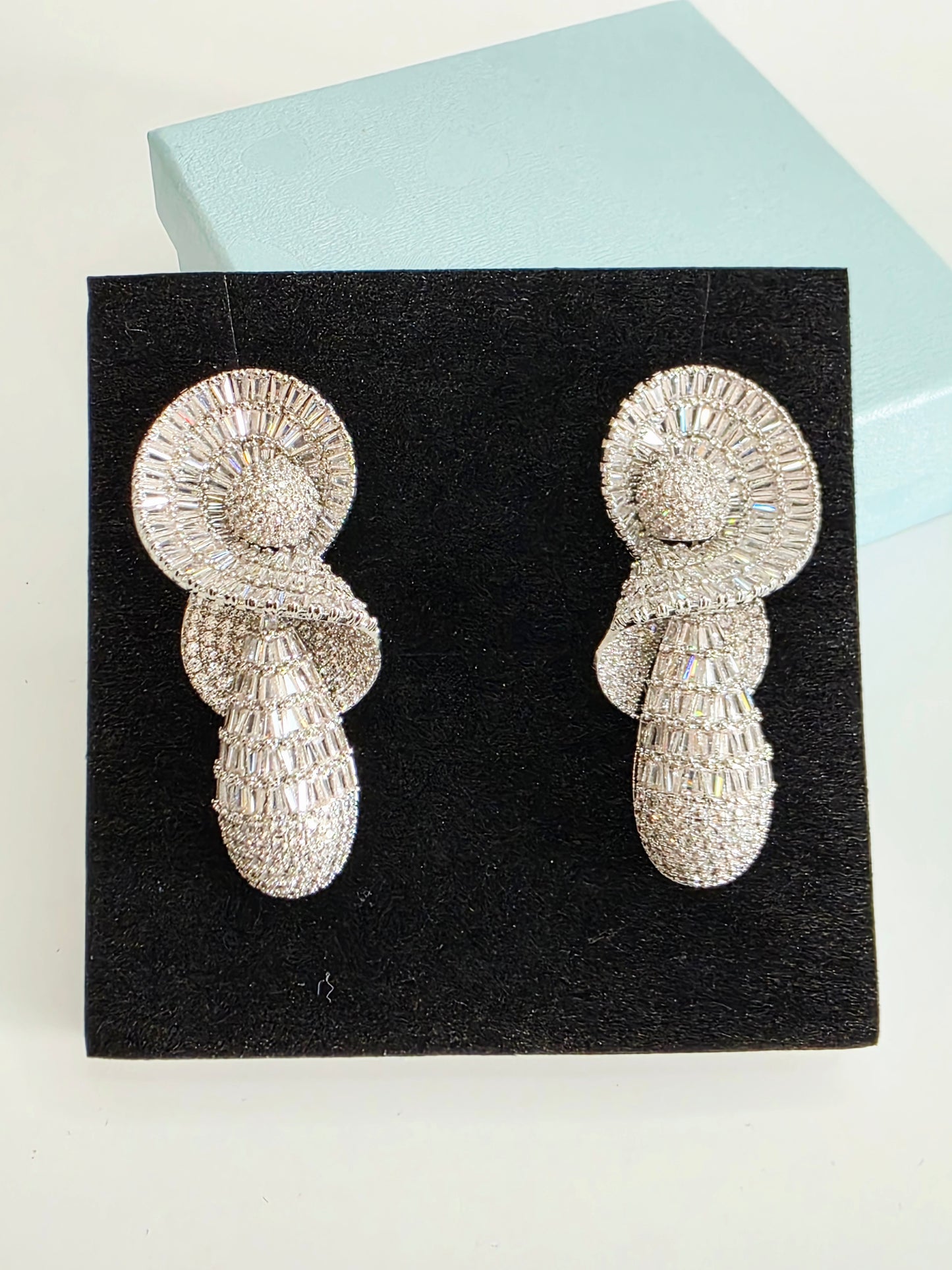 Spiral Cascade Baguette Luxury CZ Drop Earrings