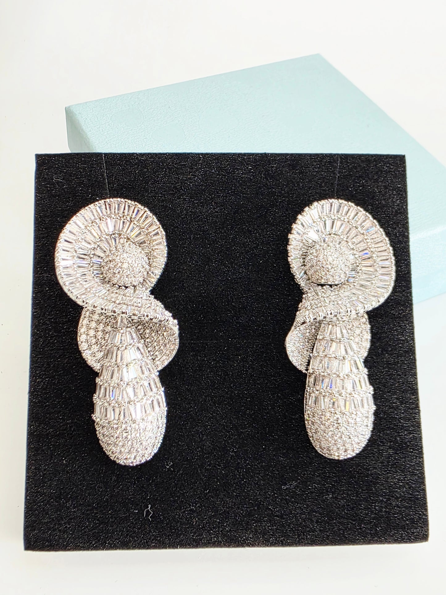Spiral Cascade Baguette Luxury CZ Drop Earrings