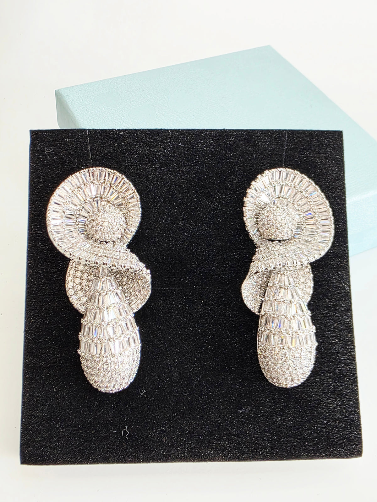 Spiral Cascade Baguette Luxury CZ Drop Earrings
