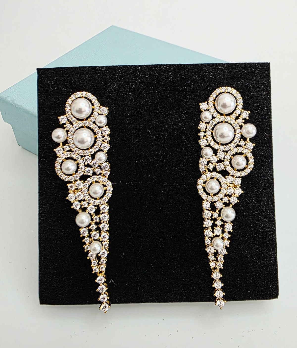 Pearl & CZ Cascading Chandelier Earrings