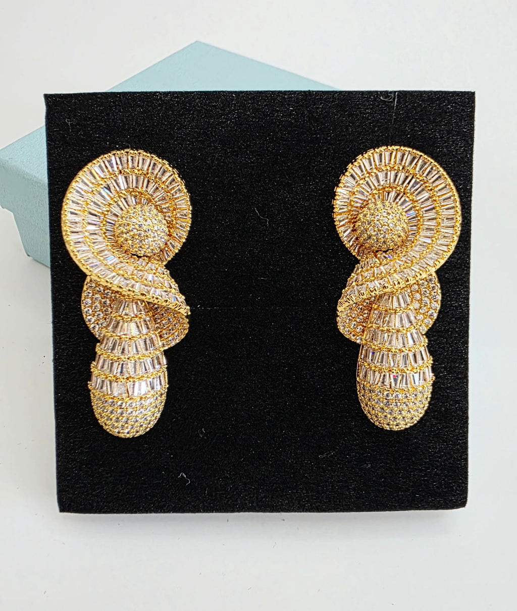 Spiral Cascade Baguette Luxury CZ Drop Earrings