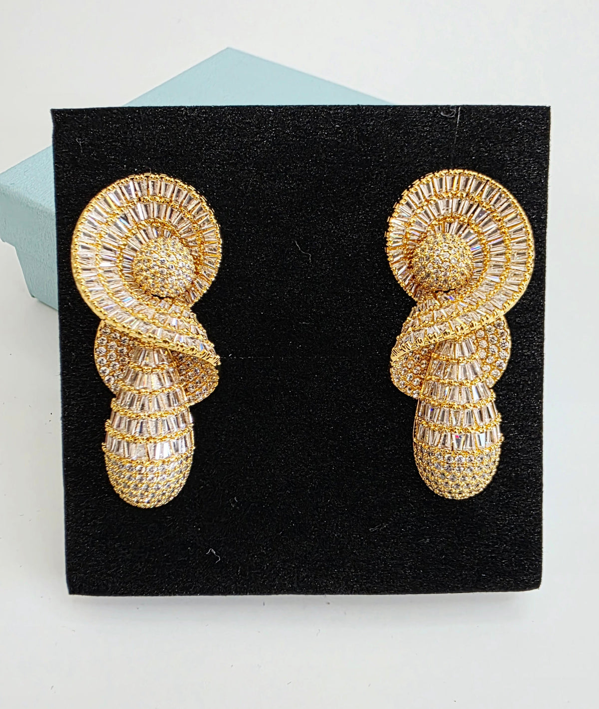 Spiral Cascade Baguette Luxury CZ Drop Earrings