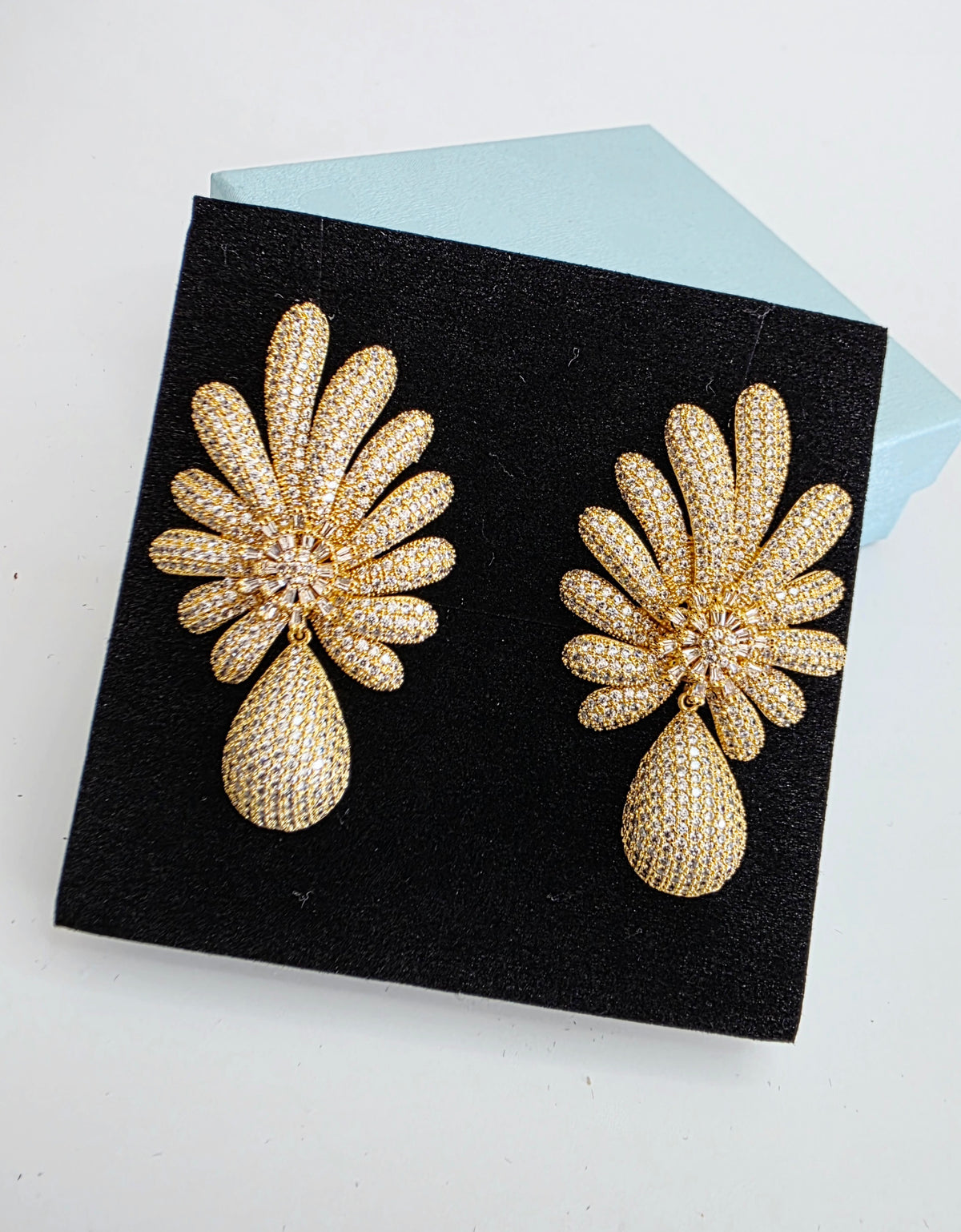 Petal Fan CZ Teardrop Earrings