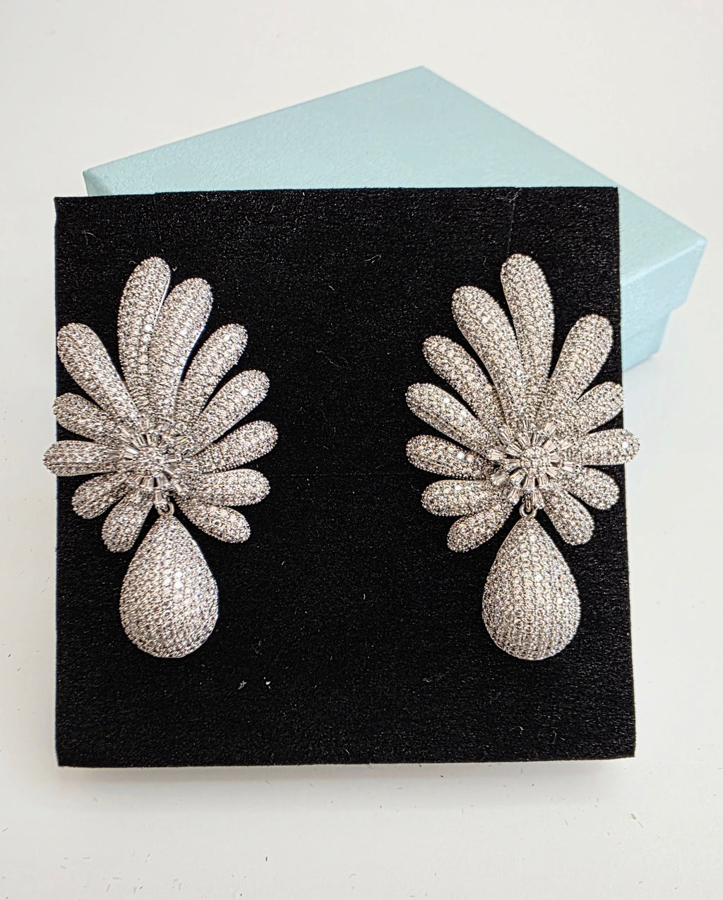 Petal Fan CZ Teardrop Earrings