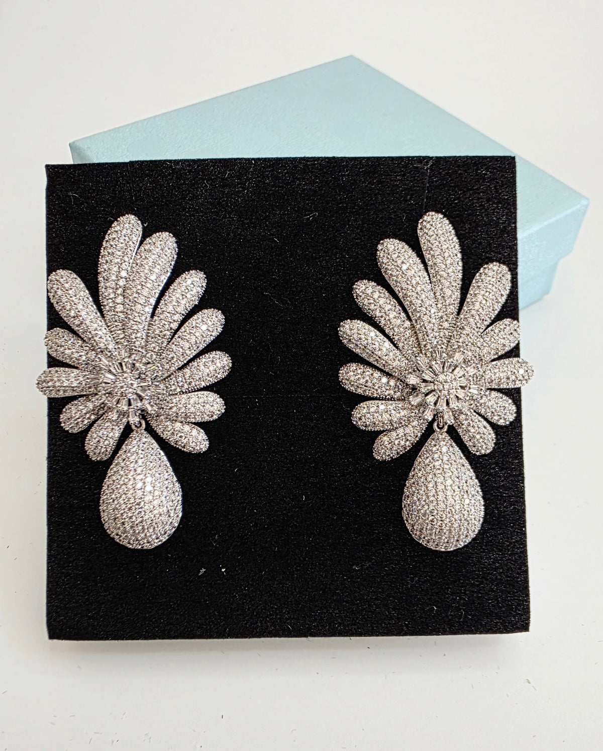 Petal Fan CZ Teardrop Earrings