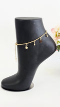 Gold Butterfly & Ball Charm Anklet