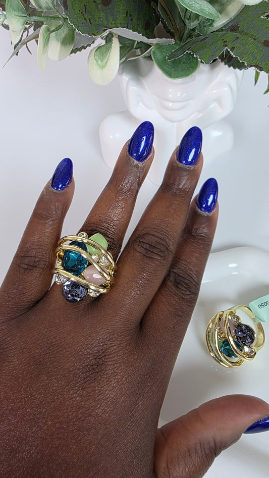 Multi-Stone Gold Wrap Cocktail Ring